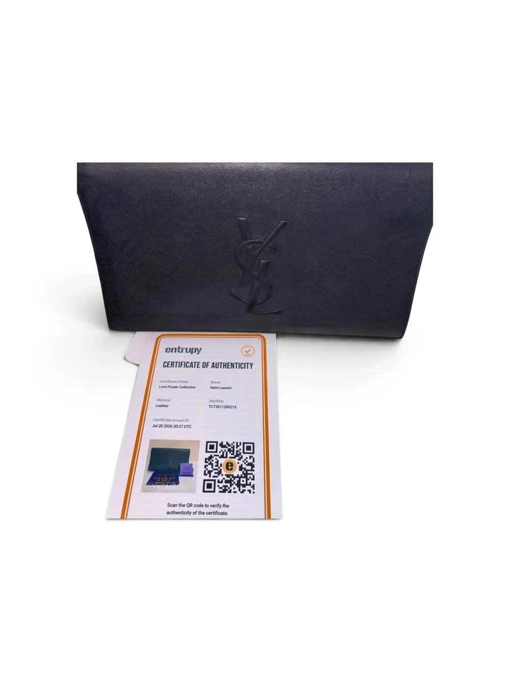 Saint Laurent Black Leather YSL Logo Envelope Clutch